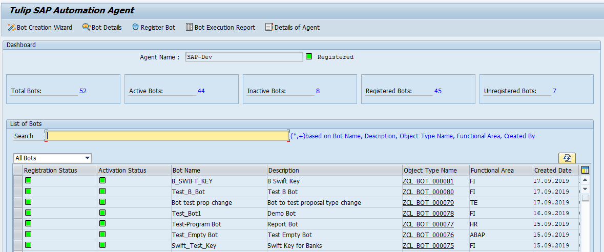 SAP Agent Screen
